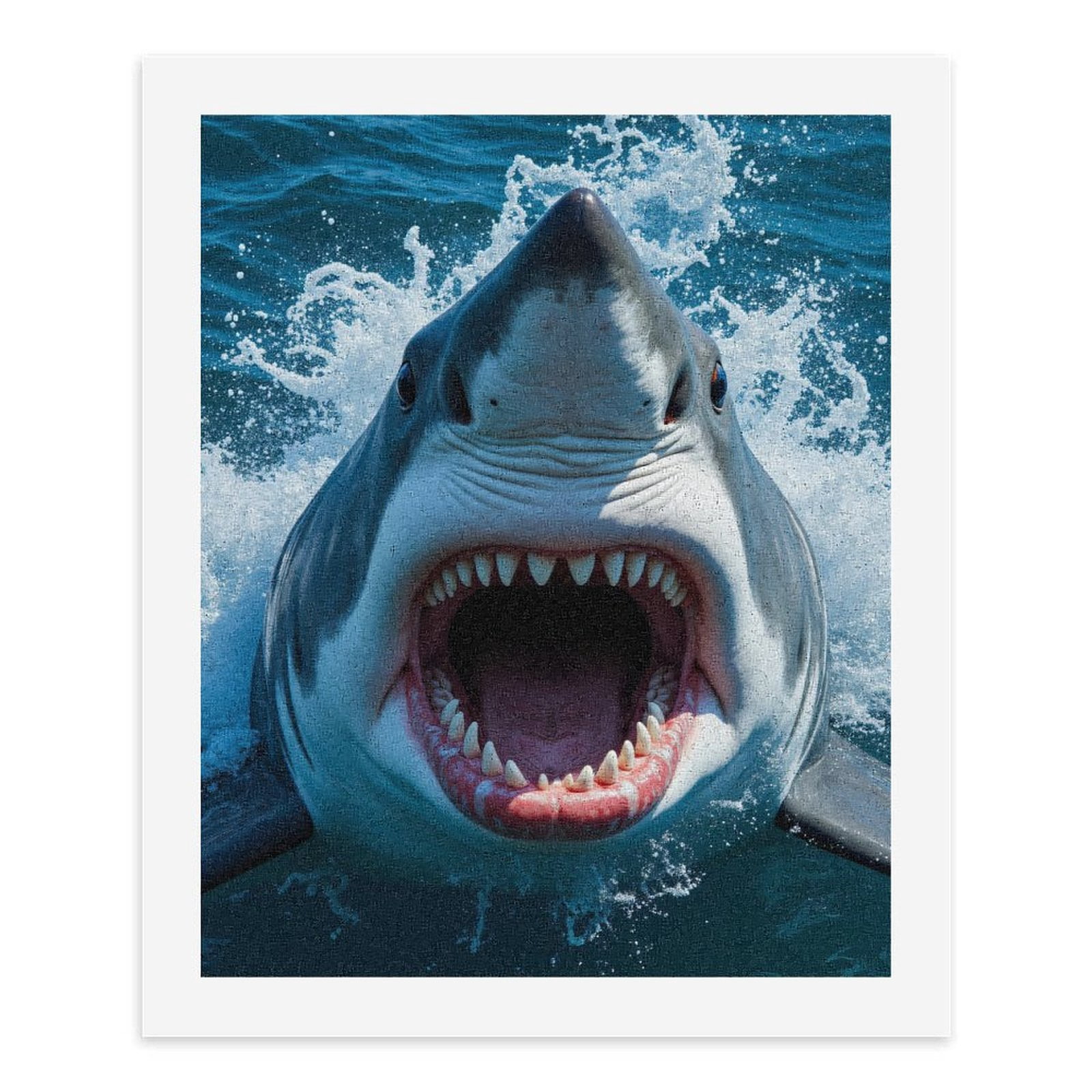 Paint by Numbers Kit for Adults, Open Ocean Great White Shark Paint by Numbers, Easy Paint by Numbers Kit for Adults Beginner, DIY Adult Paint by Number Kits on Canvas, Home Decor