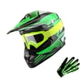 thumbnail image 1 of 1Storm Adult Motocross Helmet BMX MX ATV Dirt Bike Downhill Mountain Bike Helmet Flying Style H819-5; Flying Green + Goggles + Skeleton Green Glove Bundle, 1 of 9