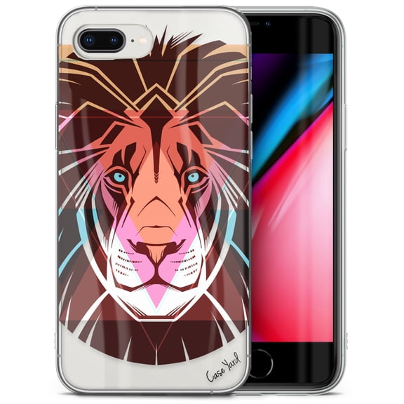 Case Yard iPhone-8-Plus Case Clear Soft & Flexible TPU Ultra Low Profile Slim Fit Thin Shockproof Transparent Bumper Protective Cover Drop Protective Cell Phone Cases (Lion Tribal)