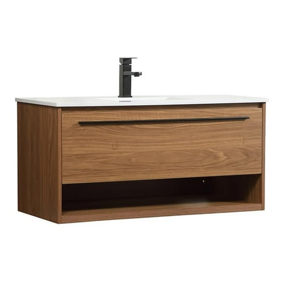 Elegant Kitchen and Bath 40 inch Single bathroom vanity in walnut brown