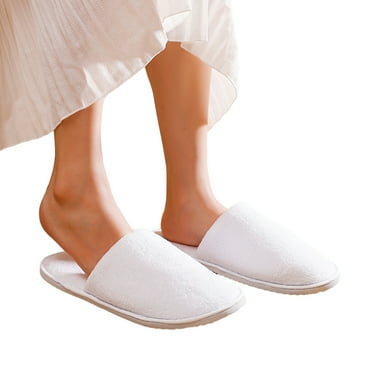 KYAIGUO 6 PCS Disposable Slippers Non-slip Spa Slippers Soft and Cozy Coral Fleece Disposable Slippers for Guests Friends(White)