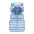 thumbnail image 3 of PEZHADA Girls Warm Vest Winter Boys Thicken Waistcoat Kids Outerwear Vest Cotton Jackets Sky Blue, 3 of 9