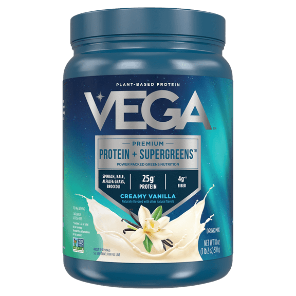 Vega - Protein Greens, Vanilla, Gluten-Free, 25g Protein, 1lb 2oz