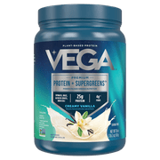 Vega - Protein + Greens, Vanilla, Gluten-Free, 25g Protein, 1lb 2oz