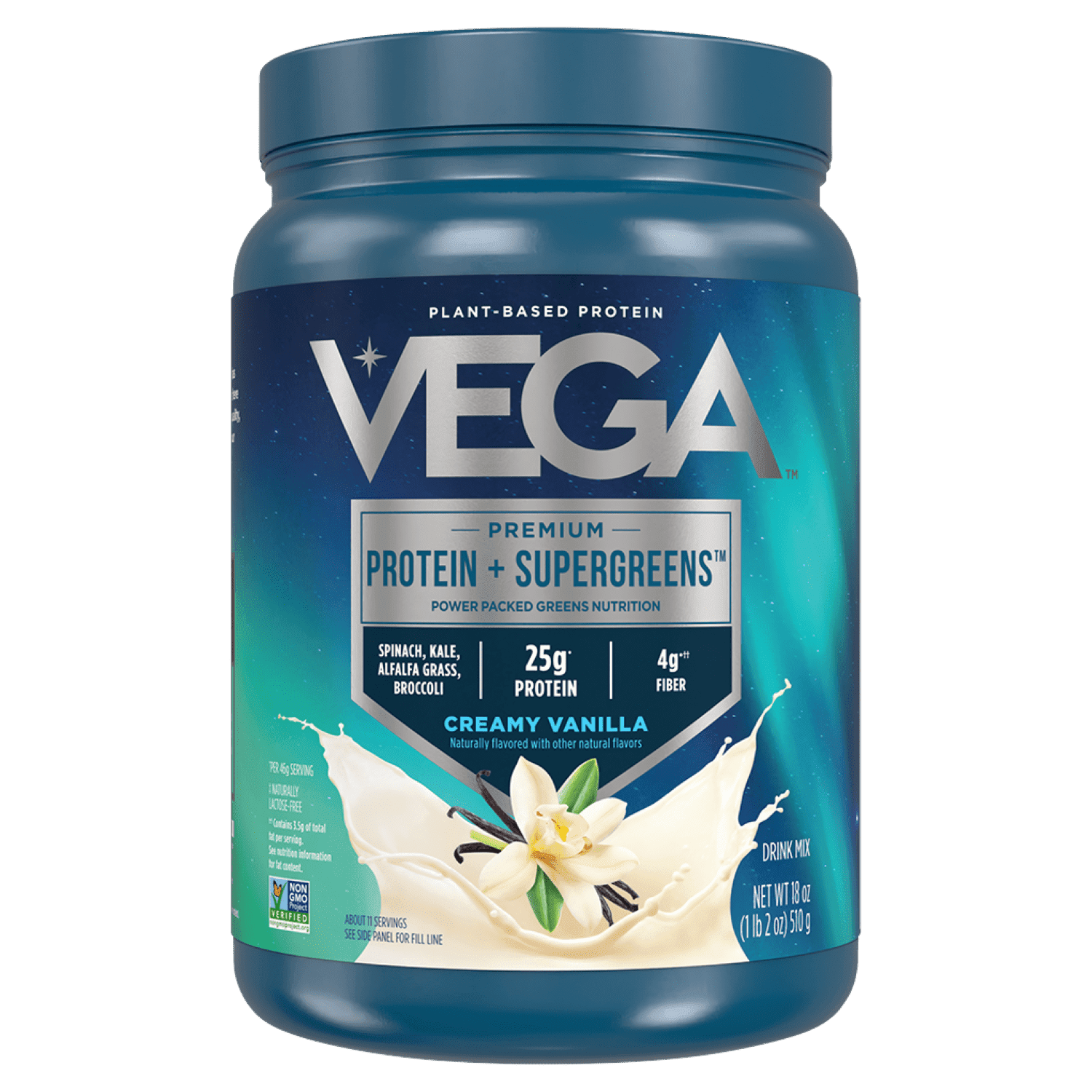 Vega - Protein + Greens, Vanilla, Gluten-Free, 25g Protein, 1lb 2oz