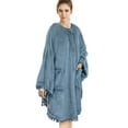 thumbnail image 6 of PAVILIA Angel Wrap Poncho Blanket for Women | Plush Warm Wearable Blanket Gift, Fleece Shawl Cape with Pom Pom Fringe and Pockets, Cozy Gifts for Women (Dusty Blue), 6 of 7