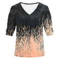 thumbnail image 5 of Women's Pleated Puff Sleeve Tops Summer V Neck Tunic Shirts Loose Curved Hem Blouses Dressy Casual S-2XL, 5 of 5
