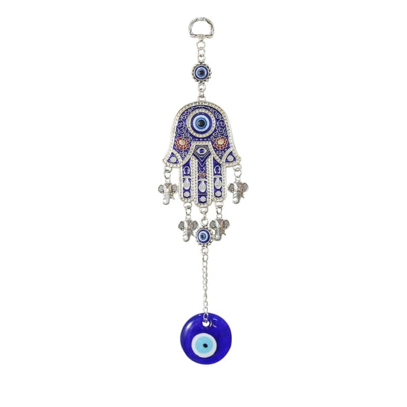 Turkish Hamsa Palm Blue Evil Eye Wall Fengshui Items for Home Décor Hanging Entrance Door Car Dashboard Office Nazar Battu Pendant Ornament Good Luck and Prosperity Gift Items (10 Cm)