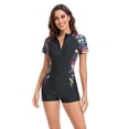 thumbnail image 2 of SWSMCLT Women's Half Zip Bathing Suit Long Sleeve Swimsuit Modest Summer One Piece Rash Guard Surf Slimming Swim Suit 48Black 4-6, 2 of 4