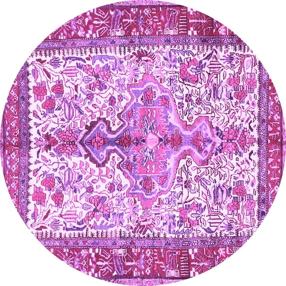Ahgly Company Indoor Round Persian Purple Traditional Area Rugs, 4' Round