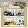 thumbnail image 3 of Ktaxon Sectional Sofa Set, U-Shaped Blended Chenille Couch, 4 Seat Lounge Sleeper with Chaise for Living Room Home Furniture Khaki, 3 of 7