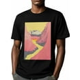 thumbnail image 2 of Men's T-Shirt Mountain River Retro Abstract Illustration Short Sleeve Casual Tee Classic Crew Neck T-Shirt for Men, S, 2 of 7