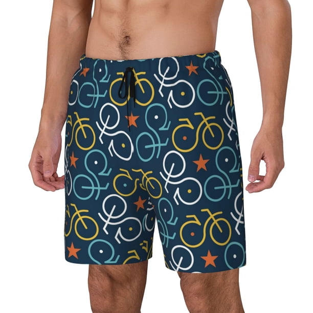 Fotbe Bicycle Colorful Traje de Baño para Hombre – Shorts de Natación de Secado Rápido con Forro y Bolsillos-X-Large