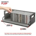 thumbnail image 5 of Stock Your Home 2- Pack CD Storage Box, Organizer Shelf for Movie Cases, DVDs, Cassette Tape Display Stand, Disc Holder Can Store Up to 40 CDs, Faux Leather (Black with Gray Interior), 5 of 7