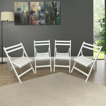 Furniture Slatted Wood Folding Special Event Chair White Set of 4 FOLDING CHAIR FOLDABLE STYLE