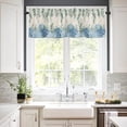 thumbnail image 3 of Kitchen Curtains and Valances Set, Blue Hydrangea Eucalyptus Leaf Retro Summer Farmhouse Decoration Short Rod Pocket 3 Pieces Window Curtain Set for Bedroom, Bathroom, 24 Inch Long, 3 of 5