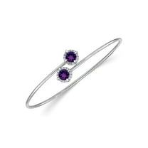 14K White Gold 4/5 Carat (Ctw) Amethyst Bangle Bracelet with Diamonds 1/8 carat (Ctw)