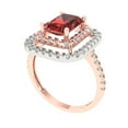 thumbnail image 2 of 2.62 ctw with Simulated Diamond Halo Accents Anniversary Ring for Women | Emerald Cut Natural Garnet | Hyperallergenic Solid 14K Rose/White Gold, 2 of 5