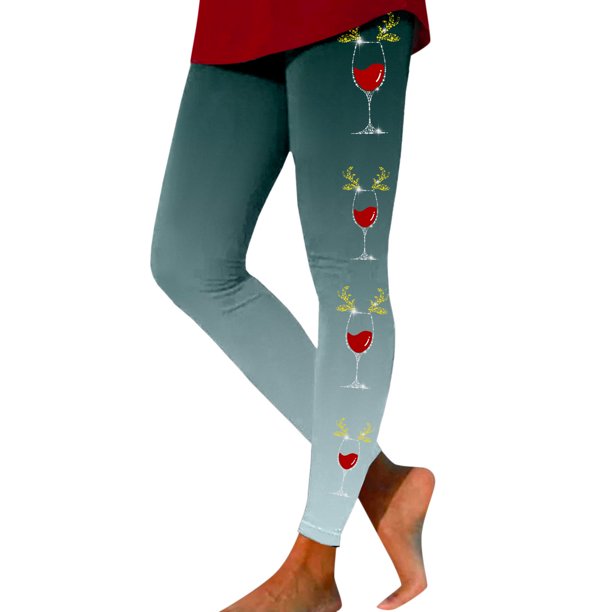 Gibobby Leggings estampados para mujer Leggings deportivos estampados navideños de moda informal para mujer Leggings de yoga informales(Verde,CH)