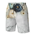 thumbnail image 5 of Kdxio Pumpkin And White Marble Pattern Mens Casual Shorts - Drawstring Summer Beach Sports Shorts for Men, 5 of 9