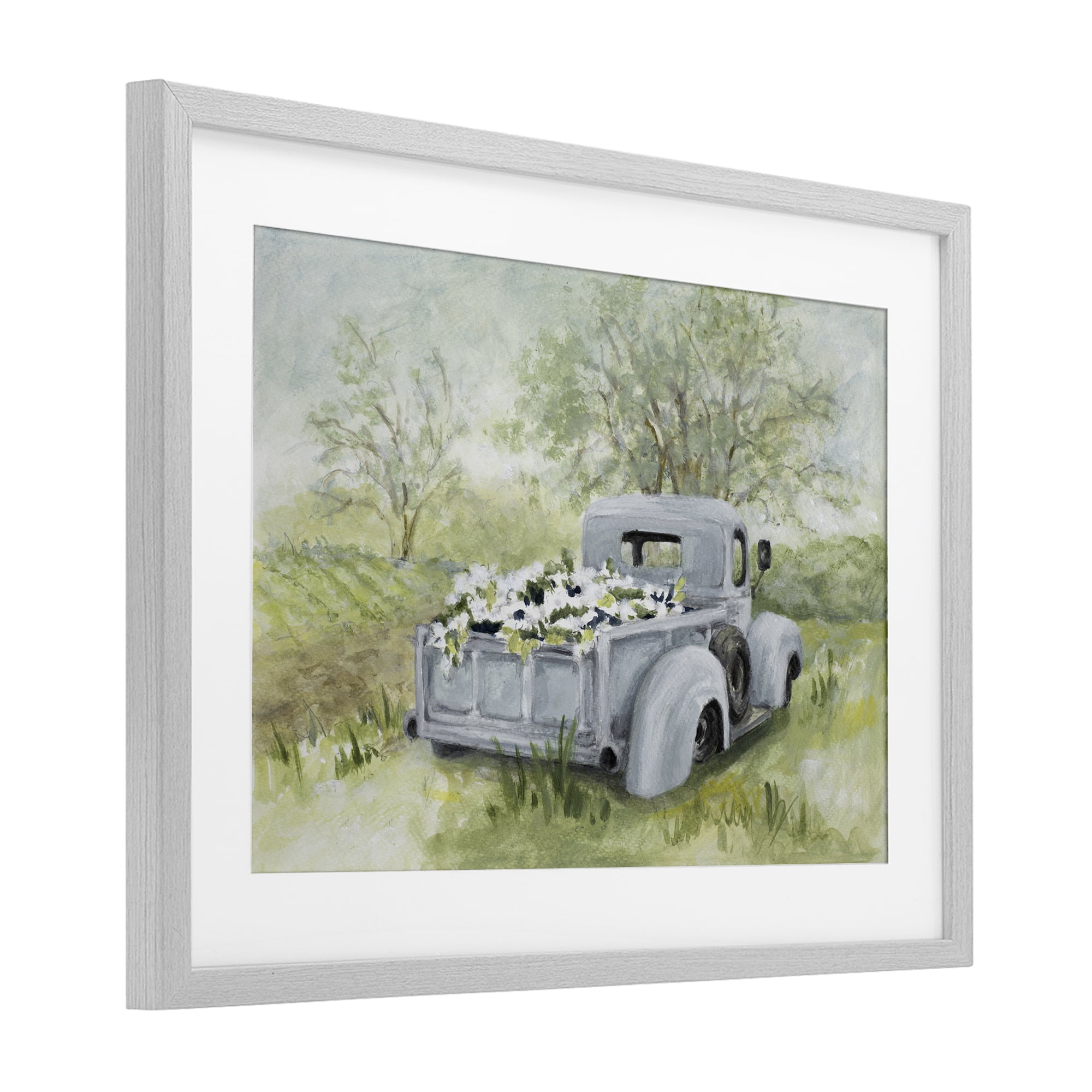 Stupell Industries Vintage Blue Truck Flower Sale Gray Framed Print Under Glass, design by Lanie Loreth