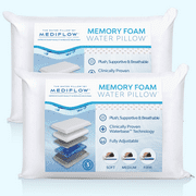 Mediflow Memory Foam Water Pillow - Adjustable Pillow for Neck Pain Relief, Pillow for Side, Back, and Stomach Sleepers, The Original Inventor of The Water Pillow, Memory Foam Bed Pillow (2 Pillows)