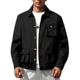thumbnail image 6 of QHRMKOG Shirt Jacket for Men Relaxed Fit Button Down Jackets with Flap Pockets Long Sleeve Shacket Trendy Shirt Jacket Black L, 6 of 6