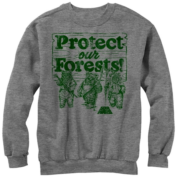 Men's Star Wars Ewok Protect Our Forests Sweatshirt Athletic Heather Large