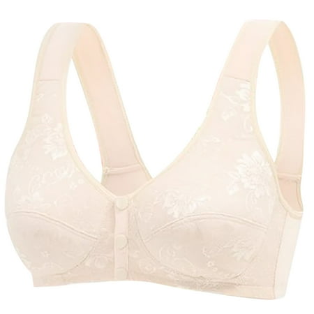 

JGGSPWM Woman s Fashion Bowknot Printing Comfortable Hollow Out Bra Underwear No Rims Khaki XXXL