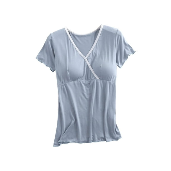Wdfiry Maternity Shirts,Women's Nursing Tops Shirts Short Sleeve Breastfeeding Clothes Casual Summer Basic Nursing Shirts For Maternity