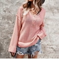 thumbnail image 2 of Suéter de moda para mujer Blusa de manga larga con cuello en V sólido para mujer Pompotops gfhjh11649, 2 of 8