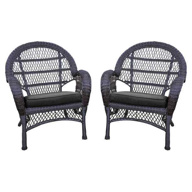 Jeco Santa Maria Wicker Patio Chairs With Optional Cushion Set Of 2 Walmart Com Walmart Com