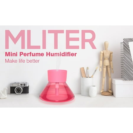 - MLITER Perfume Bottle Humidifier,Glass Mini USB Ultrasonic Humidifier 200ml Cool Mist with Perfume Bottle Shape, Cork and Touch Control Led Night Light for Bedroom, Baby Room and Office - Pink