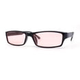 thumbnail image 2 of SA106 Mens Hippie Pimp Color Lens Narrow Rectangular Black Frame Sunglasses Pink, 2 of 4