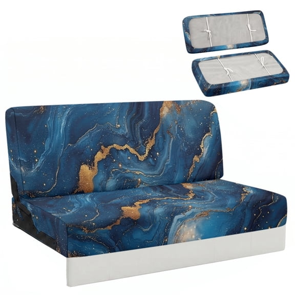POLERO Stretch RV Sofa Bed Cover Fit for Travel Camper Dinette Cushion Covers Fit for Jackknife Sleeper Sofas, Marble Pattern Design