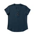 thumbnail image 6 of Dolkfu Casual Shirts for Men V Neck Cotton Linen T-Shirt Men Loose Button Short Sleeve Pullover Tees 4X, 6 of 6