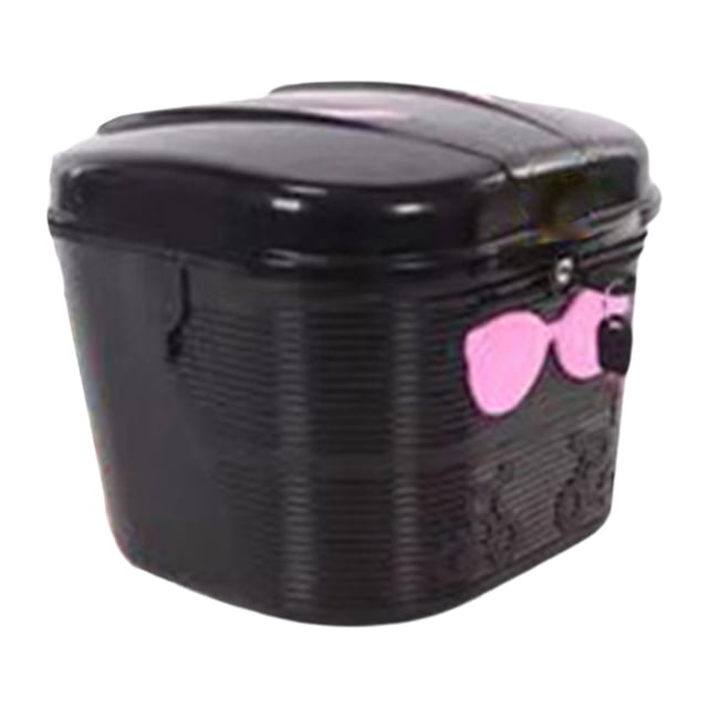 Siruishop Electric Bike Basket Front Mounted with Lock Cargo Rack for Shopping Black and Pink