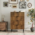 thumbnail image 3 of Mid-Century Modern 4-Drawer Fluted Dresser - Natural Wood Finish, Sturdy Metal Legs & Anti-Tip Safety | Spacious Organizer for Bedroom, Living Room, Entryway, 3 of 6