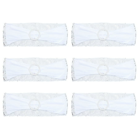 

TINKSKY 6pcs Glitter Silver Chair Sashes Elastic Chair Sashes with Buckle Slider Wedding Decor