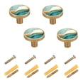 thumbnail image 2 of Turquoise Gold Marble Cabinet Knobs Sets Kitchen Pulls Dresser Drawer Handles Hardware Decorate for Bathroom Wardrobe Closet Knob 4 Packs, 2 of 9