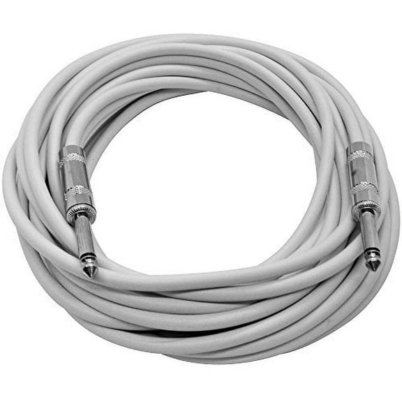 Seismic Audio - SASTSX-25White - 25 Foot White 1/4 Inch TS Patch Cables- 25' Professional Audio Unbalanced 1/4" Patch Cord