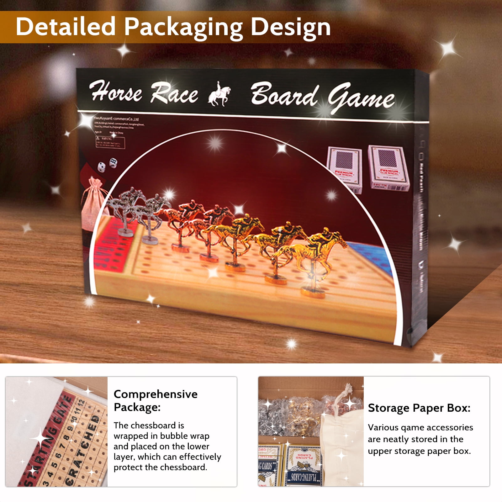 KiddiTouch 21 Inch Horse Race Board Game with 11 Metal Horses, 2 Dices, 2 Boxes of Cards and 5 Sets of Gaming Chips Gifts for Adult, Families and Parties