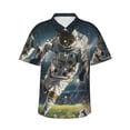 thumbnail image 1 of Fotbe Astronaut Soccer Field Camisa Hawaiana para Hombre Unisex – Camisa Casual de Verano con Botones de Manga Corta de Algodón y Lino,Small, 1 of 7