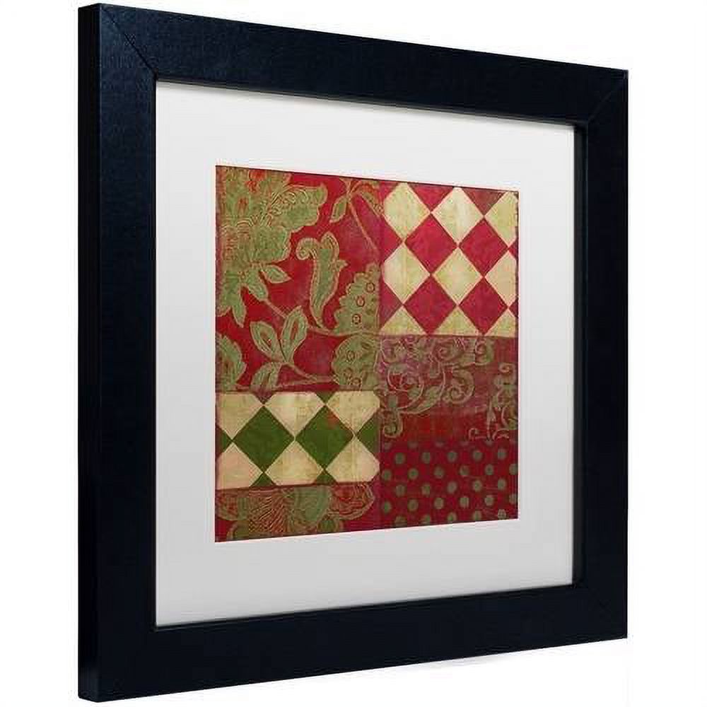 Trademark Fine Art "Merry Christmas Patchwork II" Canvas Art by Color Bakery White Matte, Black Frame