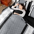 thumbnail image 4 of jejeloiu Geometric Rhombus Pattern 7 Pieces Bedding Comforter Set,Rustic Baroque Floral Full Bedding Set,Greay White Lines Fitted Sheet Flat Sheet For Girls,Microfiber Bedroom Decor Reversible, 4 of 8