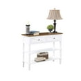 thumbnail image 2 of Convenience Concepts Country Oxford 2 Drawer Console Table with Shelves, Driftwood/White, 2 of 6