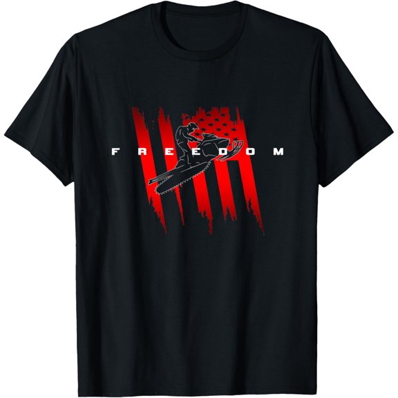 American Flag Snowmobile Apparel - Snowmobile T-Shirt