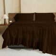 thumbnail image 3 of 4 Piece Corner Ruffle Sheet Set, 6" Inch Corner Ruffle On Flat Sheet And Pillowcases, 15 Inch Deep Pocket, 100% Egyptian Cotton, 800 TC, Twin Size, Solid Chocolate, 3 of 6