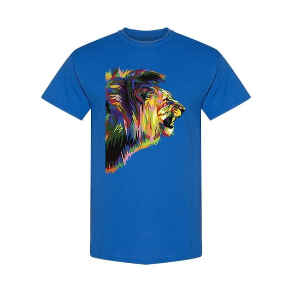 Colorful Lion Head Pop Art Style T-Shirt Men -Image by Shutterstock, Male Large
