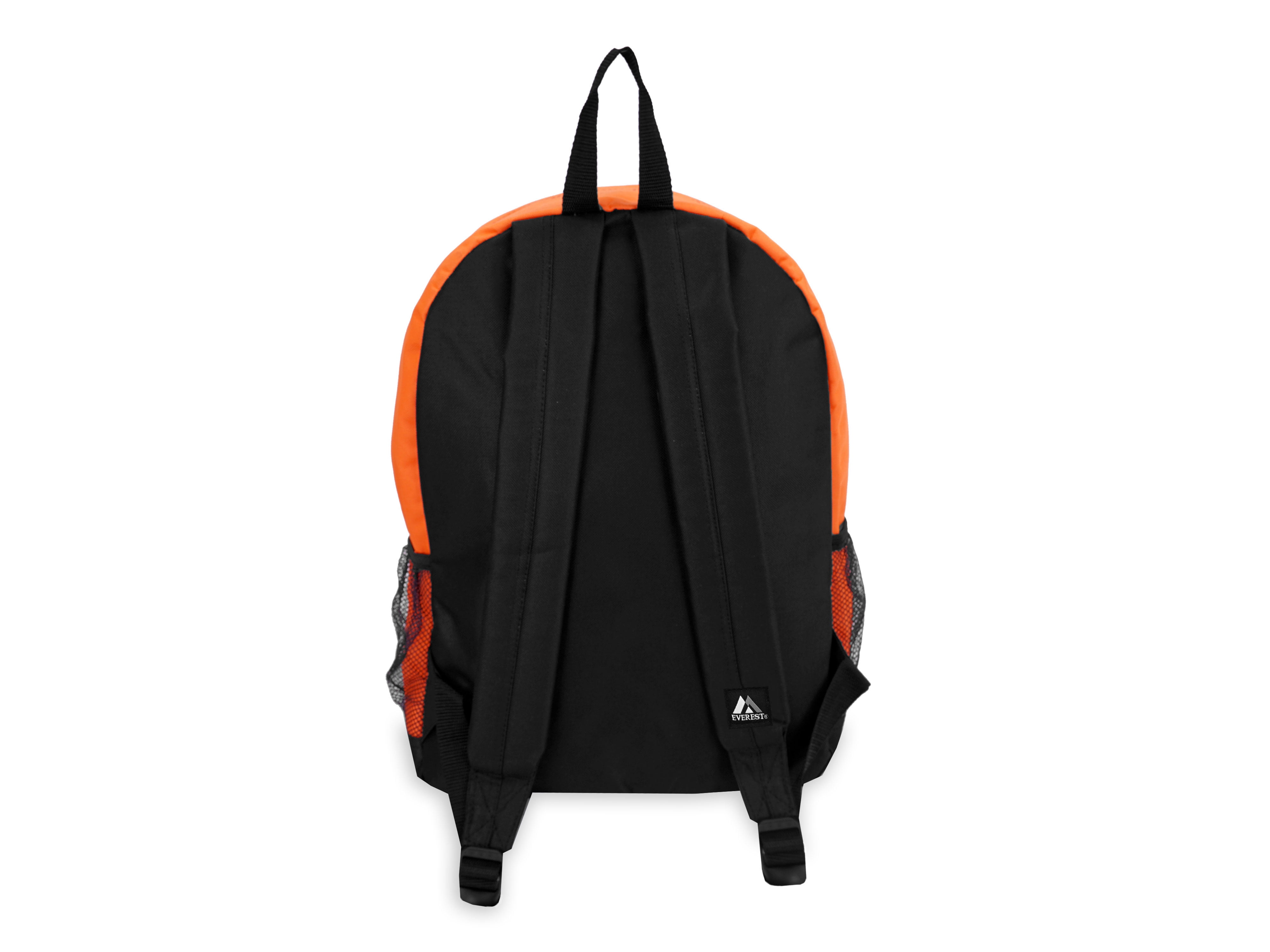 Everest Unisex Backpack with Front and Side Pockets, Orange Black